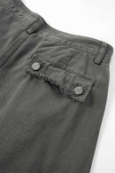 Distressed Raw-Edge Cargo Pants - Dark Gray