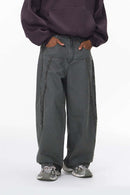 Distressed Raw-Edge Cargo Pants - Dark Gray