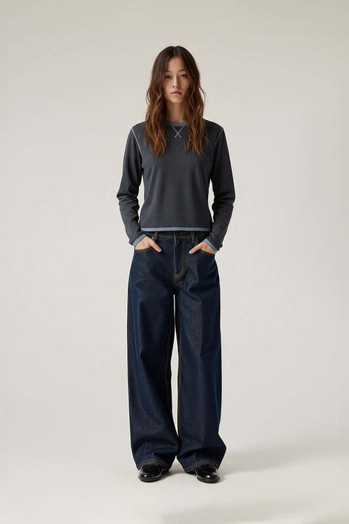 Quick-Dry Color-Block Active Long Sleeve - Blue