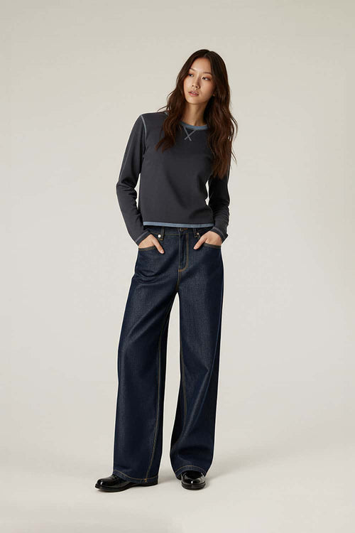 Quick-Dry Color-Block Active Long Sleeve - Blue