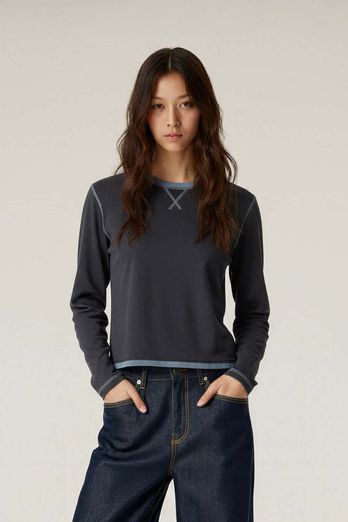 Quick-Dry Color-Block Active Long Sleeve - Blue