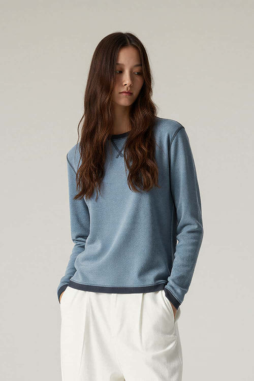 Quick-Dry Color-Block Active Long Sleeve - Grayish Blue