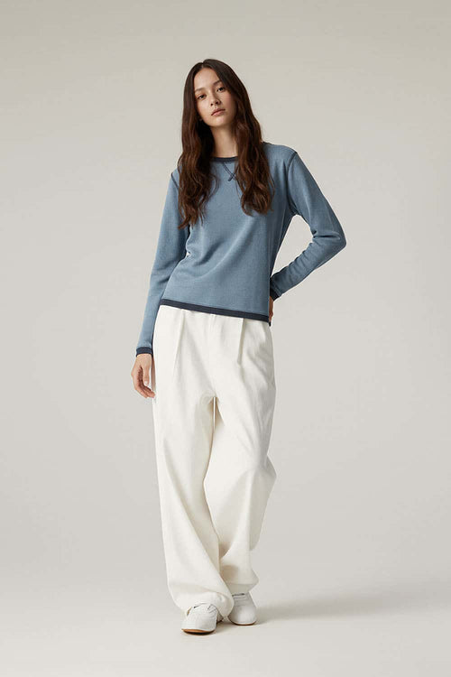 Quick-Dry Color-Block Active Long Sleeve - Grayish Blue