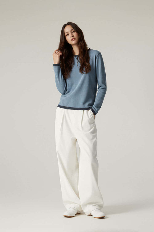 Quick-Dry Color-Block Active Long Sleeve - Grayish Blue
