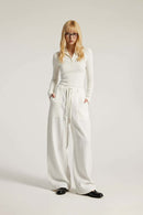 Breathable Lyocell Wide-Leg Cargo Pants - White