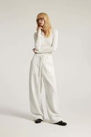 Breathable Lyocell Wide-Leg Cargo Pants - White
