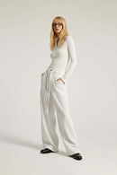 Breathable Lyocell Wide-Leg Cargo Pants - White