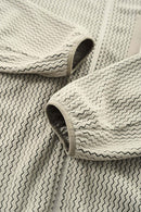 Wave-Textured Stand-Collar Windbreaker - Khaki