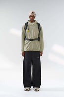Wave-Textured Stand-Collar Windbreaker - Khaki
