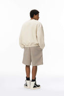 Curved-Sleeve Fleece Crewneck - Beige Gray