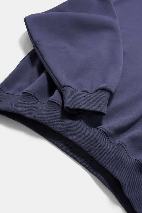 Curved-Sleeve Fleece Crewneck - Blue