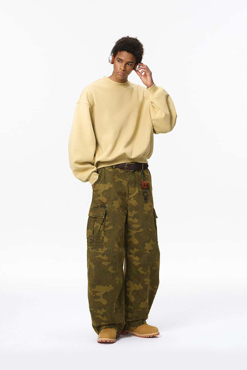 Curved-Sleeve Fleece Crewneck - Yellow