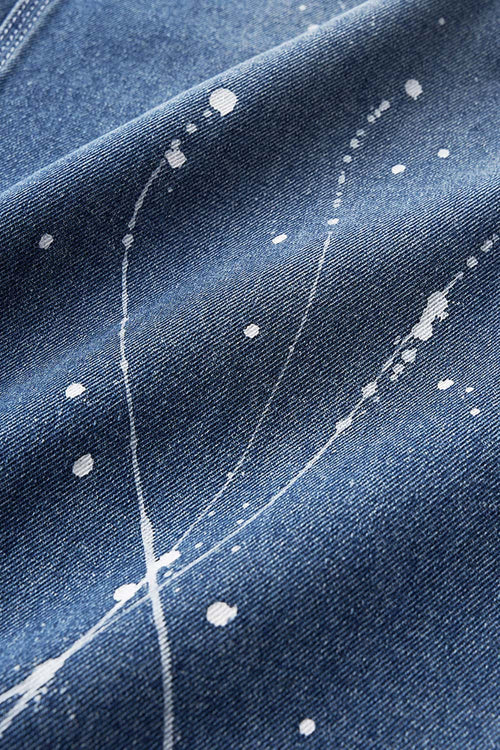Washed Splatter Straight Carpenter Jean - Blue