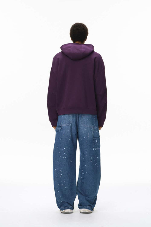 Washed Splatter Straight Carpenter Jean - Blue