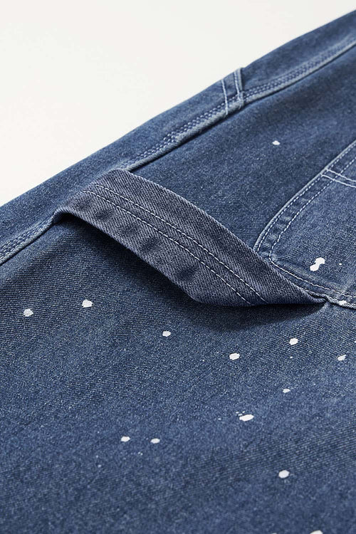 Washed Splatter Straight Carpenter Jean - Blue