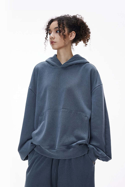Vintage Washed Heavyweight Fleece Hoodie - Baby Blue