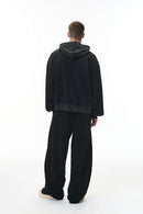 Vintage Washed Heavyweight Fleece Hoodie - Black