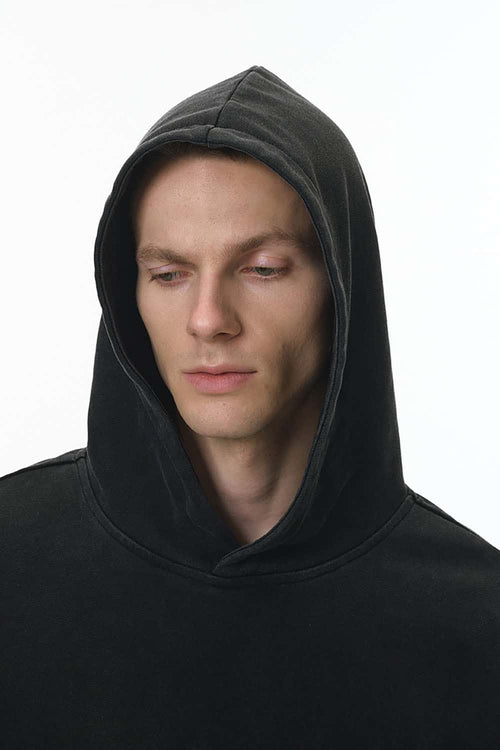 Vintage Washed Heavyweight Fleece Hoodie - Black