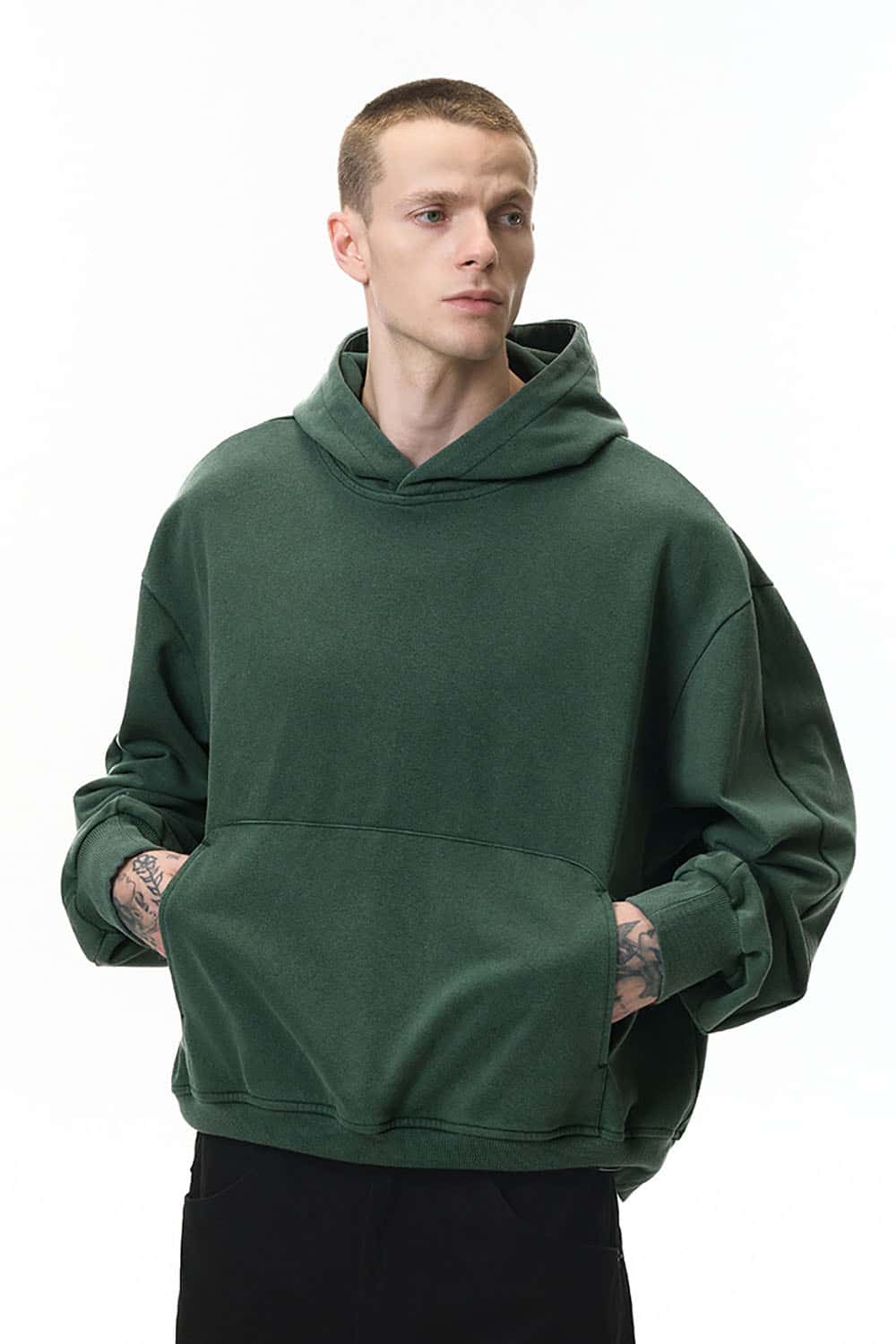 380g Washed Vintage Dragon-Scale Hoodie _ Loose Fit Fleece Pullover