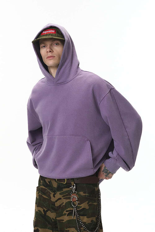 Vintage Washed Heavyweight Fleece Hoodie - Light Purple