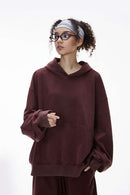 Vintage Washed Heavyweight Fleece Hoodie - Red