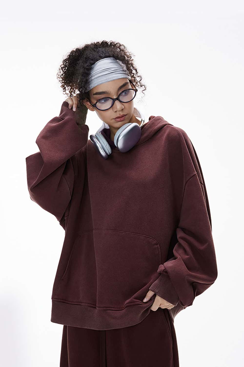 380g Washed Vintage Dragon-Scale Hoodie _ Loose Fit Fleece Pullover