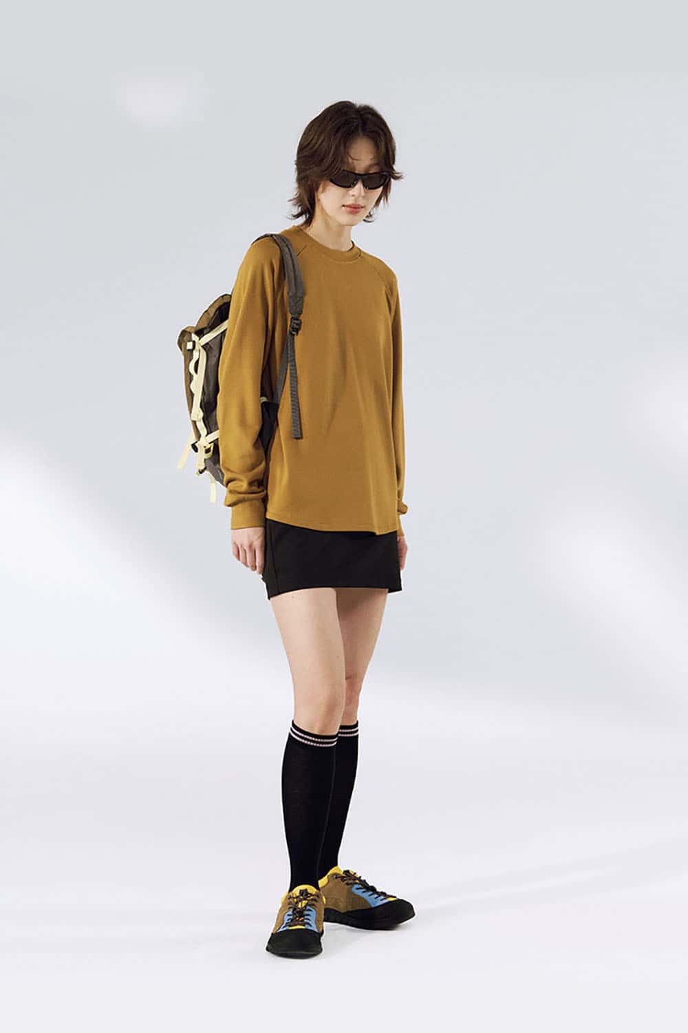 Warm Raglan Sleeve Long-Sleeve T-Shirt _ Solid Color Loose Fit Crewneck Baselayer