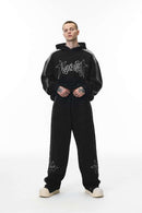 Scuba-Knit Airbrush Raw-Edge Hoodie - Active Black