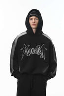 Scuba-Knit Airbrush Raw-Edge Hoodie - Active Black