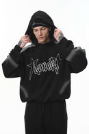 Scuba-Knit Airbrush Raw-Edge Hoodie - Active Black