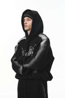 Scuba-Knit Airbrush Raw-Edge Hoodie - Active Black