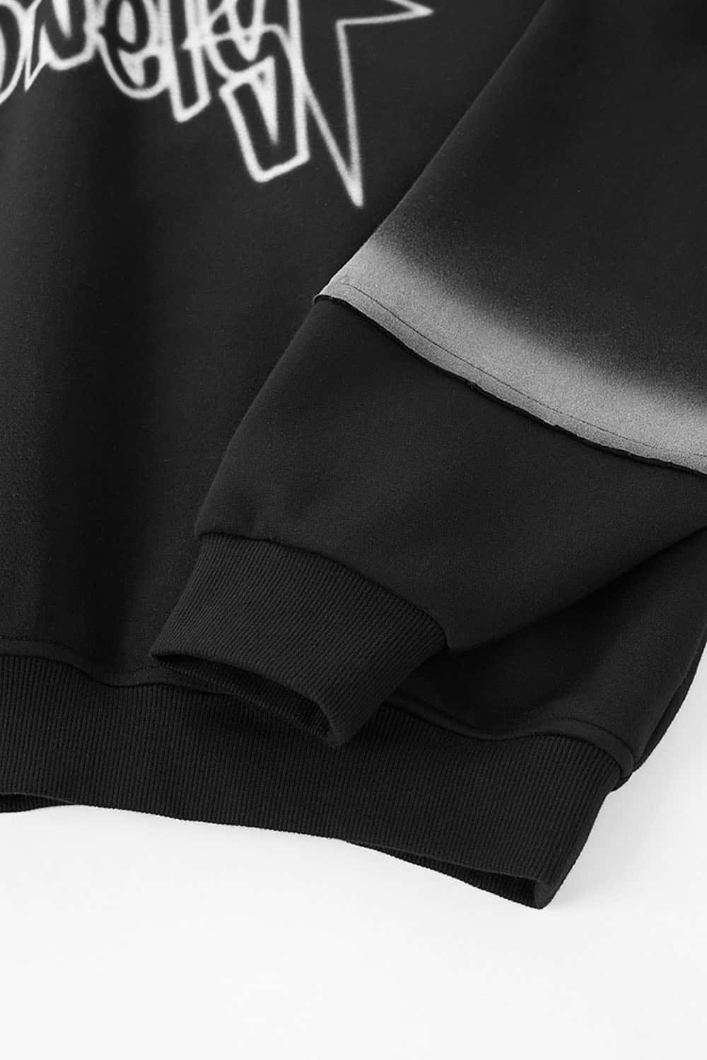 Air-Layer Spray Print Hoodie _ Raw Edge Oversized Hooded Sweatshirt