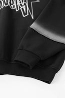 Scuba-Knit Airbrush Raw-Edge Hoodie - Active Black