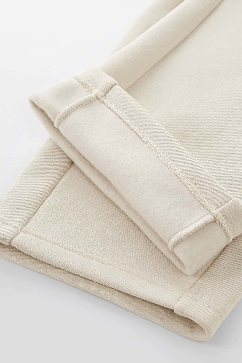 Heavyweight Pleated Fleece Sweatpants _ Eggshell Velvet Lined Relaxed Fit Joggers