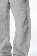 Premium Fleece Pleated Curved Sweatpants - Flower Gray
