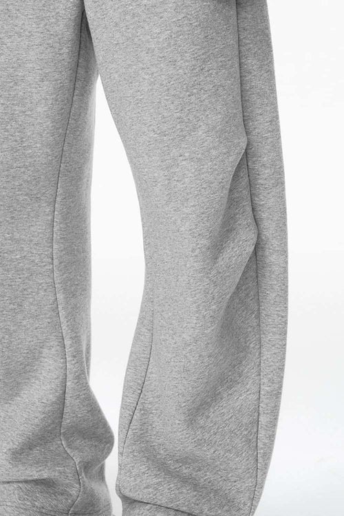 Premium Fleece Pleated Curved Sweatpants - Flower Gray