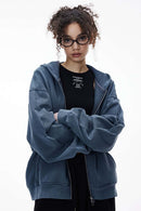 Dragon Scale Washed Cropped Zip Hoodie - Baby Blue