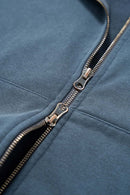 Dragon Scale Washed Cropped Zip Hoodie - Baby Blue
