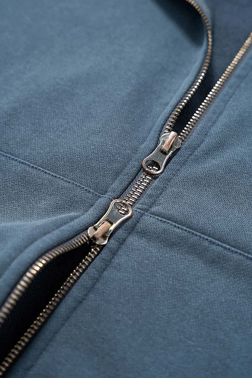 Dragon Scale Washed Cropped Zip Hoodie - Baby Blue