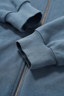 Dragon Scale Washed Cropped Zip Hoodie - Baby Blue