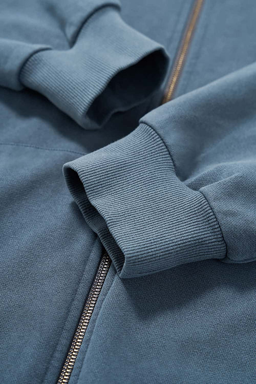 Dragon Scale Washed Cropped Zip Hoodie - Baby Blue
