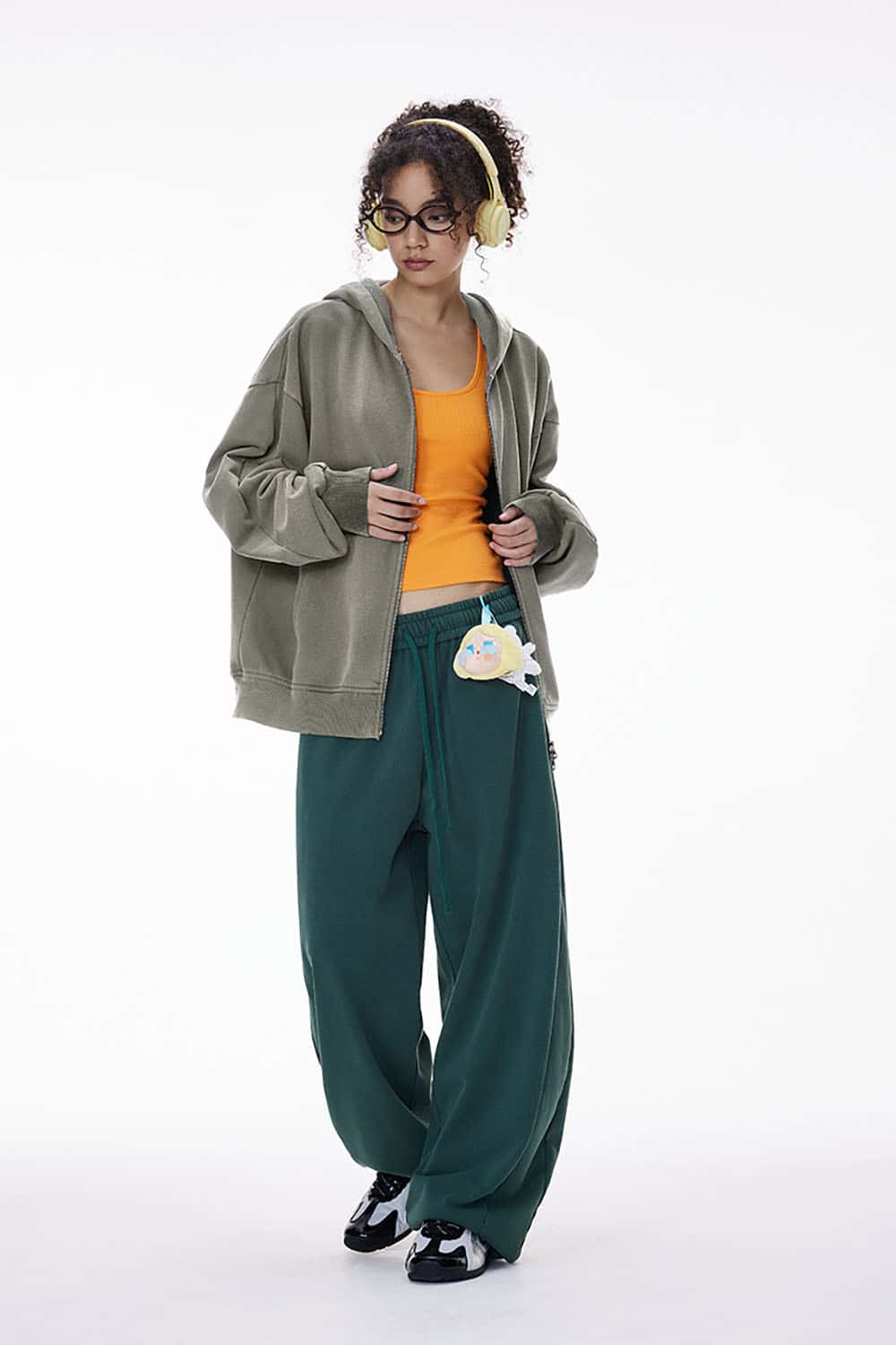 Vintage Washed Boxy Zip Hoodie _ Dragon Scale Texture Cropped Sweatshirt Jacket