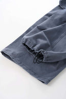 Pleated Wide-Leg Cargo Pants - Blue