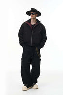 Deconstructed Mock Neck Bomber Jacket - Black