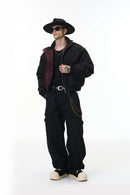 Deconstructed Mock Neck Bomber Jacket - Black