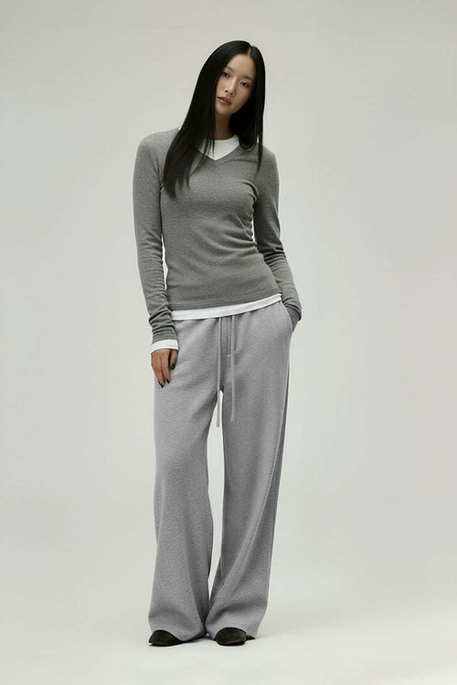 Lyocell Blend Relaxed Banana Pants - Flower Gray