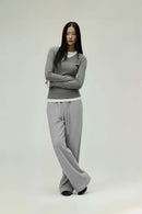 Lyocell Blend Relaxed Banana Pants - Flower Gray