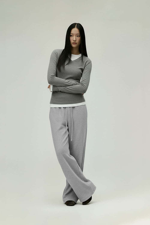 Lyocell Blend Relaxed Banana Pants - Flower Gray