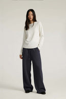 Lyocell Blend Relaxed Banana Pants - Navy Blue