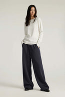 Lyocell Blend Relaxed Banana Pants - Navy Blue